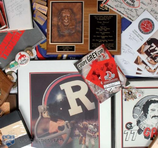 Tony Gabriels Ottawa Rough Riders Memorabilia Collection of 50+, Including Two Large Frames