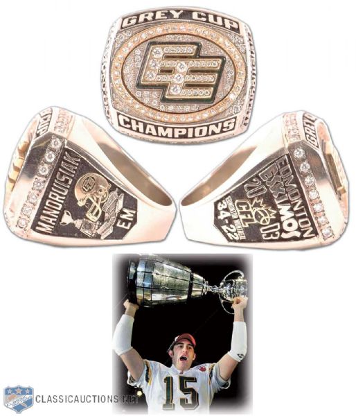 Edmonton Eskimos 2003 Grey Cup Championship Ring