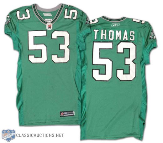 Charles Thomas 2004 CFL Saskatchewan Roughriders Game Worn Jersey