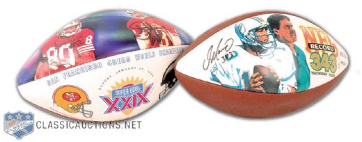 NFL Legends Autographed Commemorative Football Collection of 2, Featuring Dan Marino and Super Bowl XXIV Champion San Francisco 49ers Jerry Rice and Steve Young