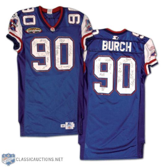 Swift Burch Late 1990s Montreal Alouettes Team Signed Game Worn Jersey