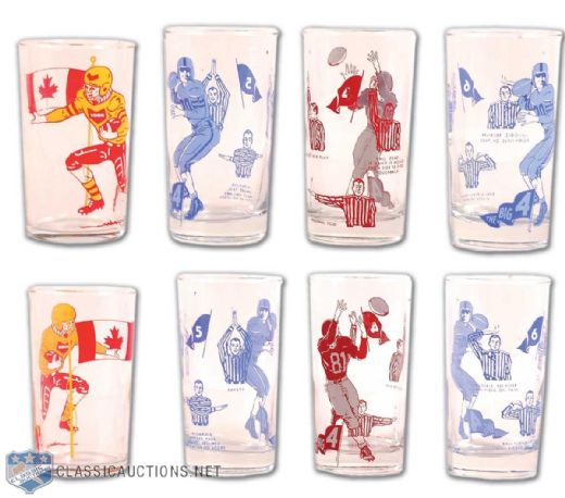 1960s York Peanut Butter Football Glass Collection of 4