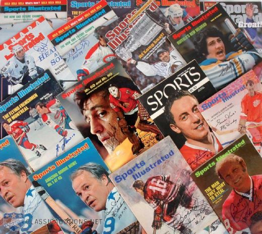 Sports Illustrated Hockey Legends Collection of 24, Featuring Signed Hull, Howe, Beliveau and Lafleur Covers