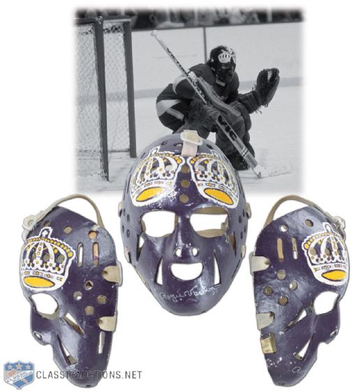 Rogatien Vachons Los Angeles Kings Signed Game-Worn Goalie Mask - Photo-Matched!