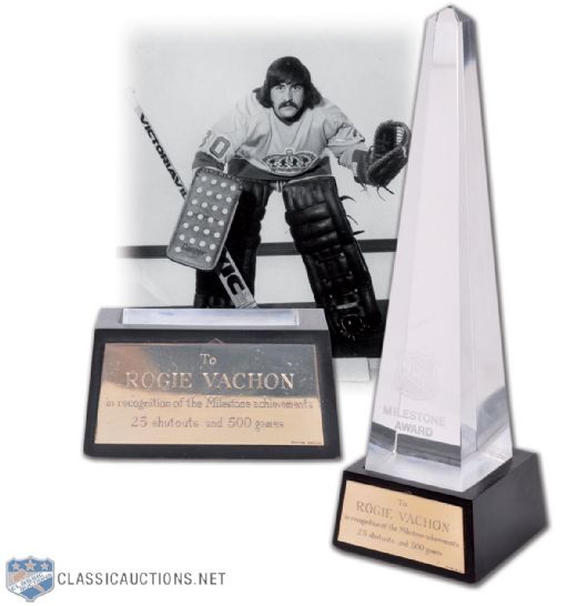 Rogatien Vachons 25 Shutouts & 500 Games NHL Milestone Award (11 3/4")