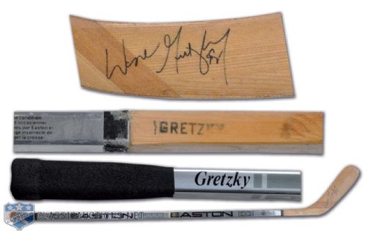 Wayne Gretzky 1989-90 LA Kings Signed Easton Game-Used Stick #1