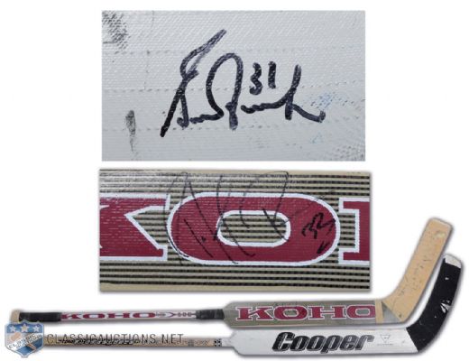 Patrick Roy & Grant Fuhr Signed Game-Used Goalie Stick Collection of 2