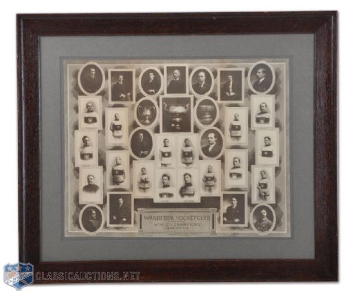 1906-08 Stanley Cup Champions Montreal Wanderers Framed Team Photo Montage by Rice Studios
