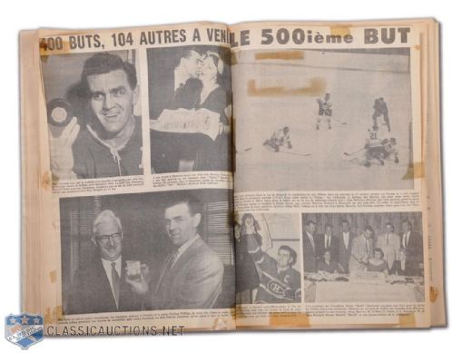 October 19th 1957 Maurice Richard 500th Goal Montreal Forum Ticket Stub Collection of 2 Plus Scrapbook