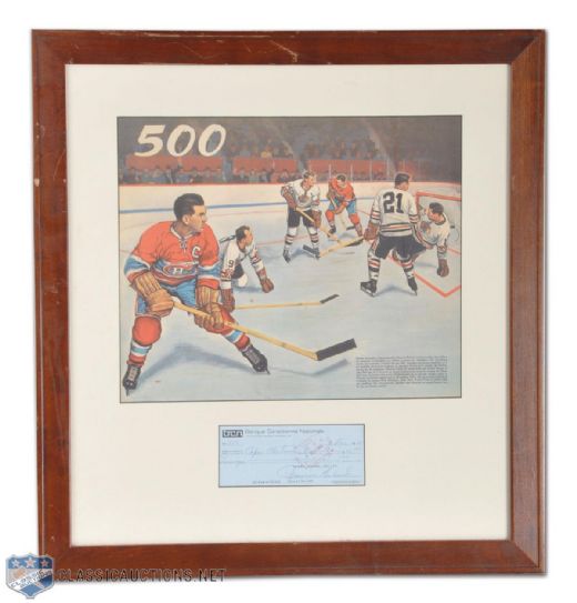 Maurice Richard 500th Goal Framed Montage with Signed Cheque