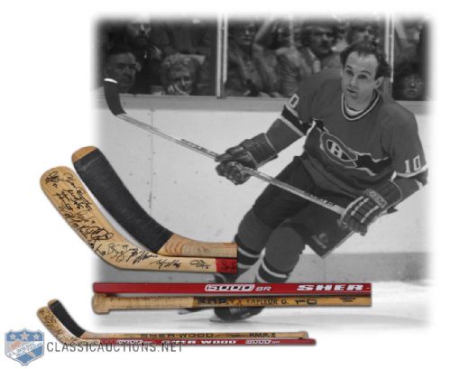 Guy Lafleur Signed Stick Collection of 2 Featuring Game-Used Lafleur Montreal Canadiens Sher-Wood Stick