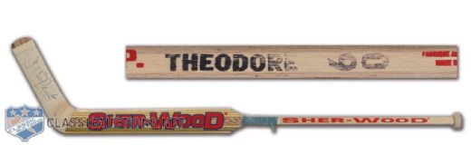 Early-2000s Jose Theodore Montreal Canadiens Autographed Sher-Wood Game-Used Stick