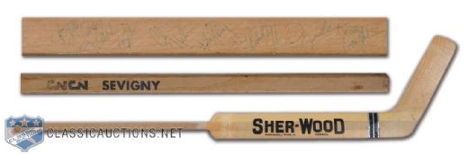 1981-82 Richard Sevigny Montreal Canadiens Team-Signed Sher-Wood Stick