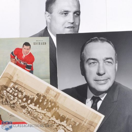 Toe Blake & Claude Ruel Oversized David Bier Photo Collection of 2 ( 19 1/2" x 15 1/2") Plus Maurice Richard Picture Collection of 2