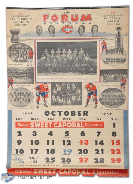 1949-50 Montreal Canadiens Calendar