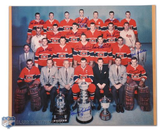 Huge Team-Autographed 1957-58 Montreal Canadiens Club Photo