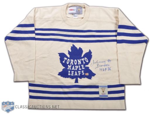 Johnny Bower Toronto Maple Leafs Autographed Vintage-Style Jersey