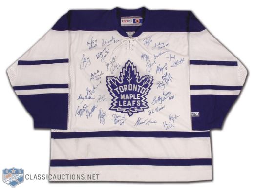 Toronto Maple Leafs Jersey Autographed by 28 Leaf Alumni