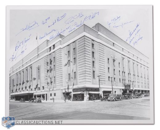 Maple Leaf Gardens Photo Autographed by 15 Former Leafs