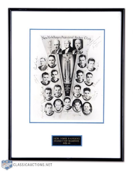 1939-40 New York Rangers Stanley Cup Champions Team-Signed Photo