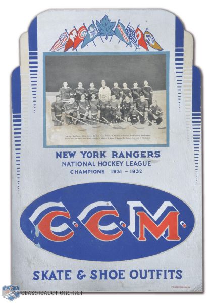 CCM Advertising Display Featuring the 1931-32 New York Rangers