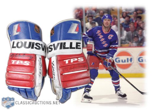 1993 Mark Messier New York Rangers Signed Game-Used Gloves