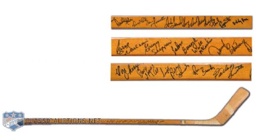 1974-75 Boston Bruins Walt McKechnie Game-Used Team-Signed Stick by 18, Including Cherry, Esposito & Bucyk