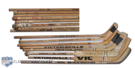 1970s Big Bad Bruins Game-Used, Game-Issued and/or Signed Hockey Stick Collection of 8
