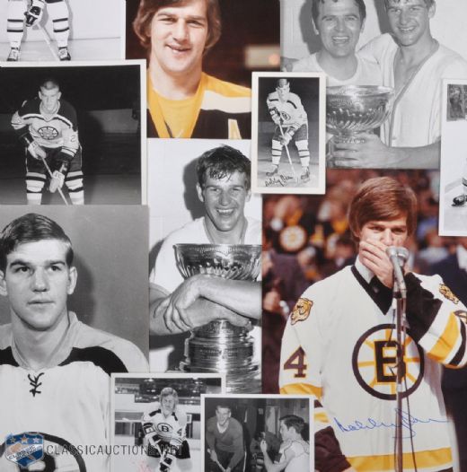 Bobby Orr Photo Collection of 11, Mostly Large Format, Including Signed Jersey Retirement 14" x 11" Print