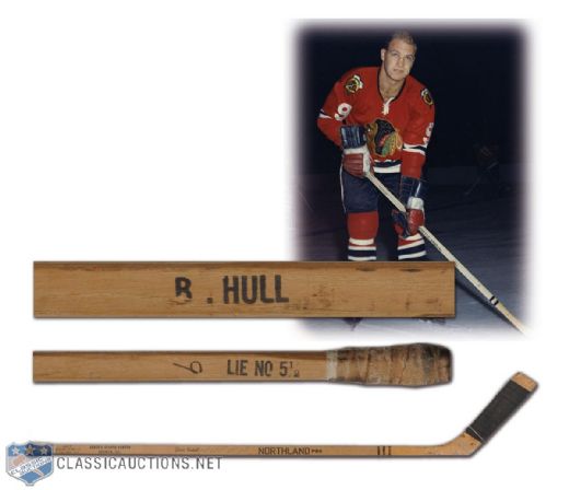 Mid-1960s Bobby Hull Signed Northland Game-Used Stick