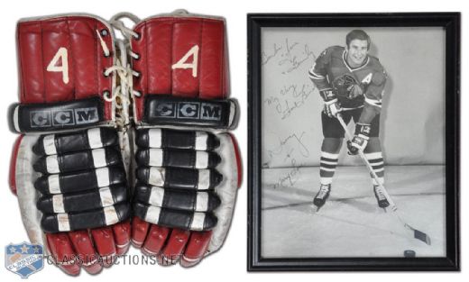 Mid-1970s Doug Jarrett CCM Game-Used Gloves and Signed 8 x 10 Photo