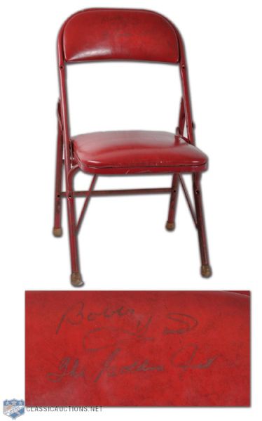 Vintage Chicago Stadium Chair Signed by Bobby Hull