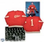 Terry Sawchuk 1954-55 Detroit Red Wings Game-Worn Wool Sweater - Photo-Matched!
