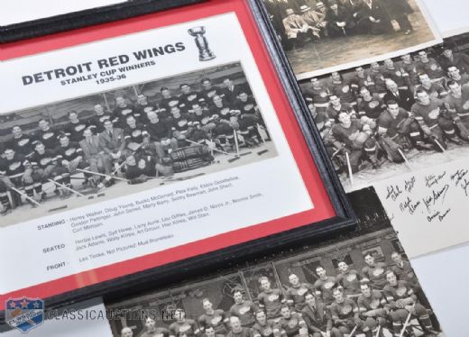 1930s and 40s Detroit Red Wings Team Photo Collection of 4