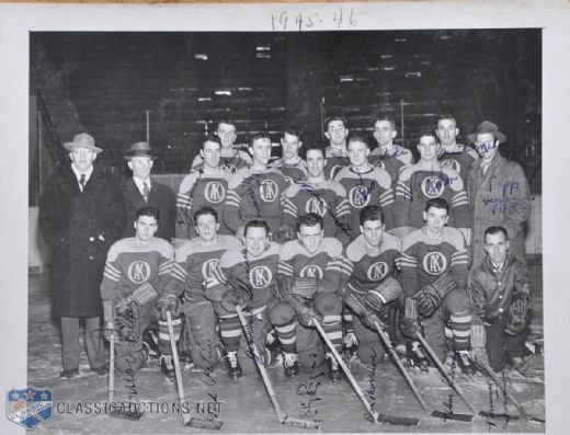 1945-46 Omaha Knights Team-Signed Photo with Gordie Howe!