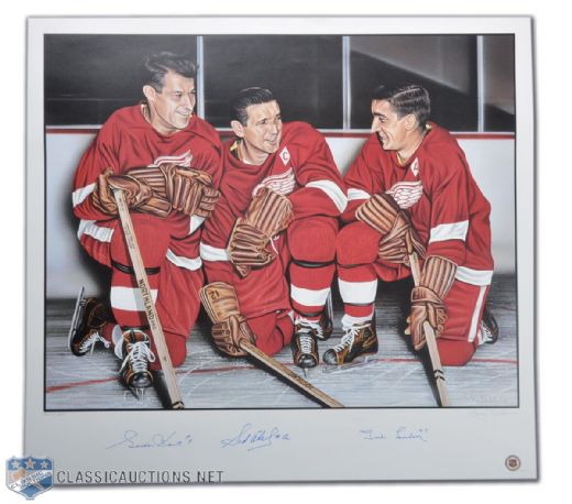 Wings Production Line Lithograph Autographed by Howe, Abel & Lindsay (27"x 29")