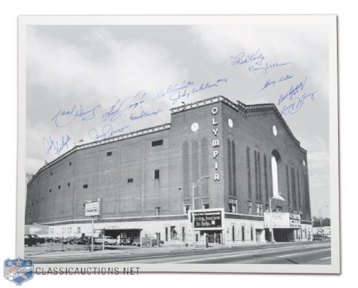 Detroit Olympia Photo Autographed by 12 Former Red Wings