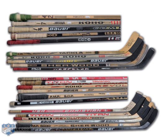 Calgary Flames Game-Used Stick Collection of 16