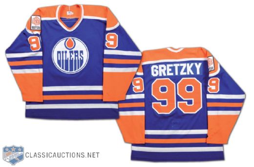 Wayne Gretzky 1979-80 Edmonton Oilers Rookie Season Replica Jersey with Edmonton 75th Patch