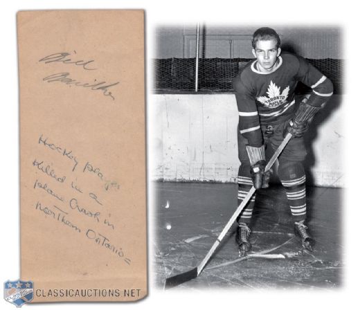 Bill Barilko Single Signed Autograph Booklet Page