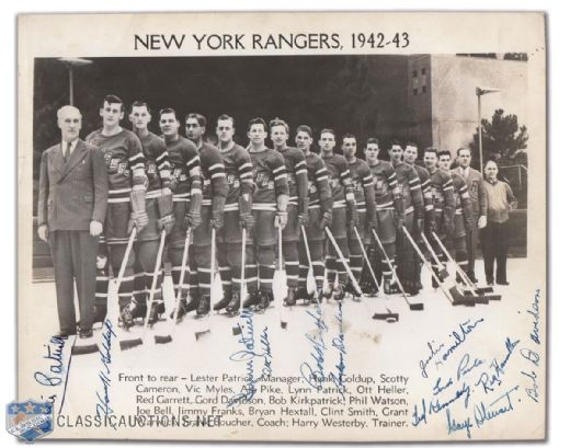 1942-43 New York Rangers Multi-Signed Photo with Lester Patrick and Leafs