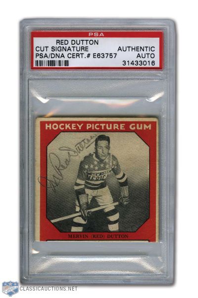 1933-34 Red Dutton Autographed Canadian Chewing Gum Rookie Card