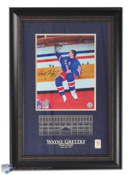 Wayne Gretzky Signed WGA Framed Photo Collection of 2, Including 1985 Stanley Cup 10" x 8" Photo & 1999 Final Game 14" x 11" Photo