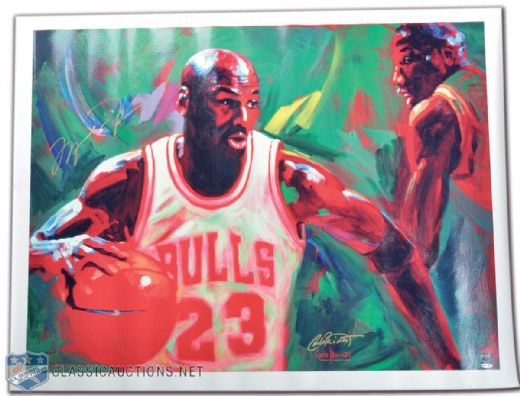 Michael Jordan "In The Paint" UDA Signed 33" x 43" Litho on Canvas #22/23