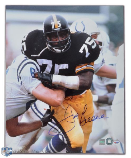NFL Superstars Signed Collection of 6, Including Y.A. Tittle Steiner Signed "Blood" 16" x 20" Photo Lot of 3, Mean Joe Greene PSA Signed 20" x 16" Photo, Jerry Rice Raiders PSA Signed 16" x 20" Photo 