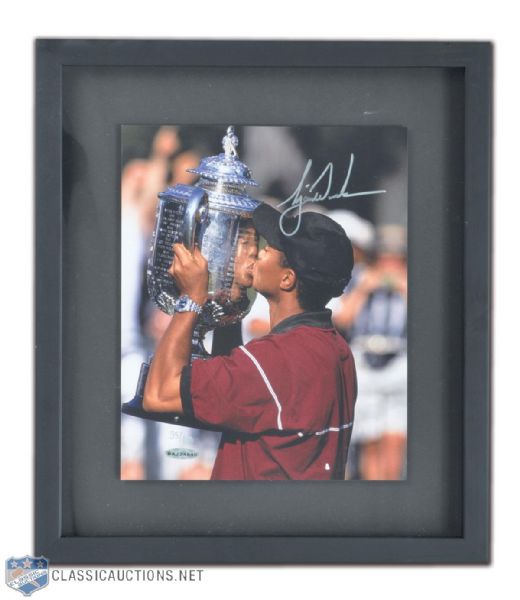 Tiger Woods Limited Edition UDA Signed Lot of 3, Including "Tiger Slam" 16" x 20" Photo on Canvas #44/50, 1999 PGA Championship "Major Moments" Framed 10" x 8" Photo #33/100 & "Tiger Roars" 30" x 40" 
