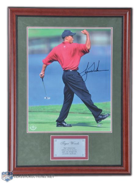 Tiger Woods Signed UDA Lot of 3, Including "Fist Pump" 20" x 16" Framed Photo, Limited Edition "2008 U.S. Open Champion" Framed 8" x 10" Photo #80/100 & Limited Edition "Tiger Roars" 30" x 40" Litho o