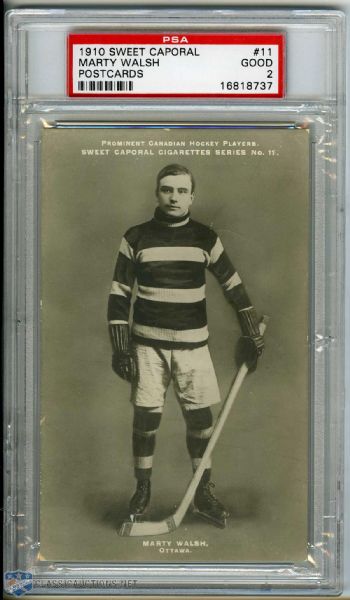 1910-11 Sweet Caporal Postcard #11 - Senators, Marty Walsh PSA 2