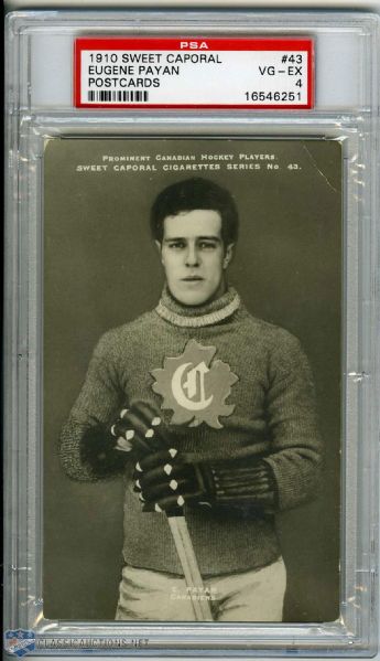 1910-11 Sweet Caporal Postcard #43 - Canadiens, Eugene Payan PSA 4
