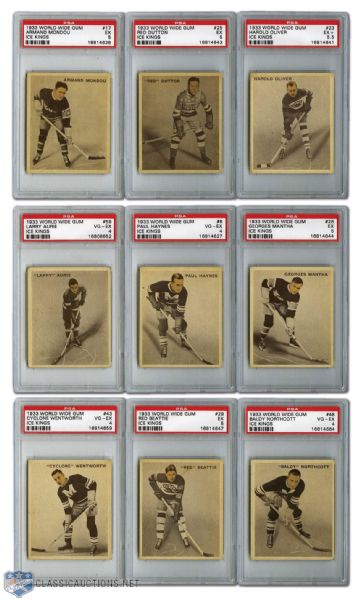 1933-34 World Wide Gum Ice Kings PSA-Graded Card Collection of 9